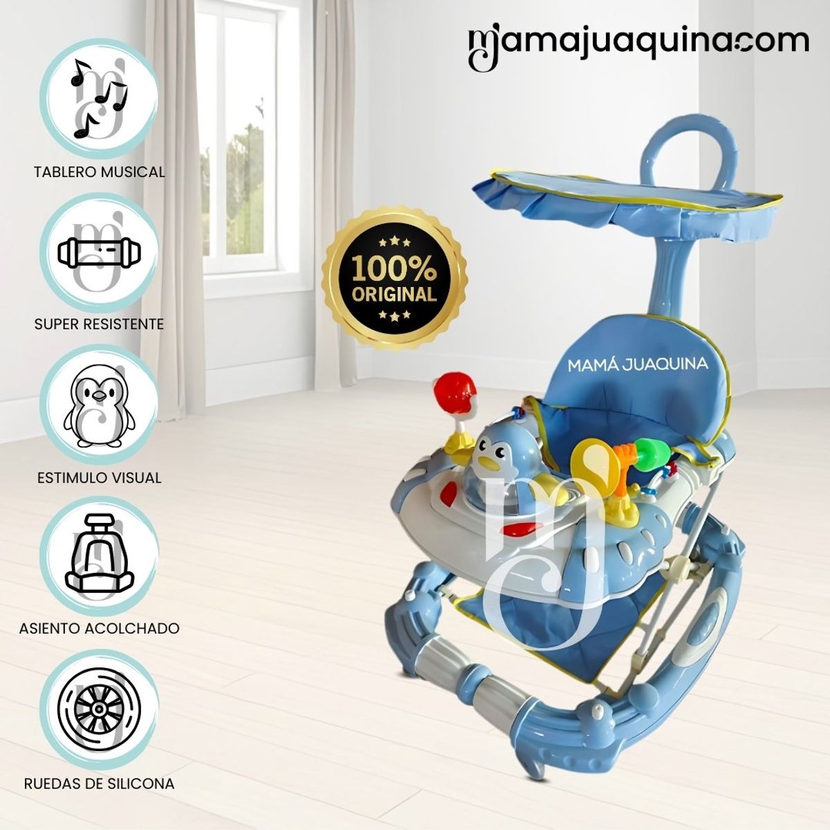 BABY - Andador con Tablero Musical «HAPPY PENGUIN» Blue