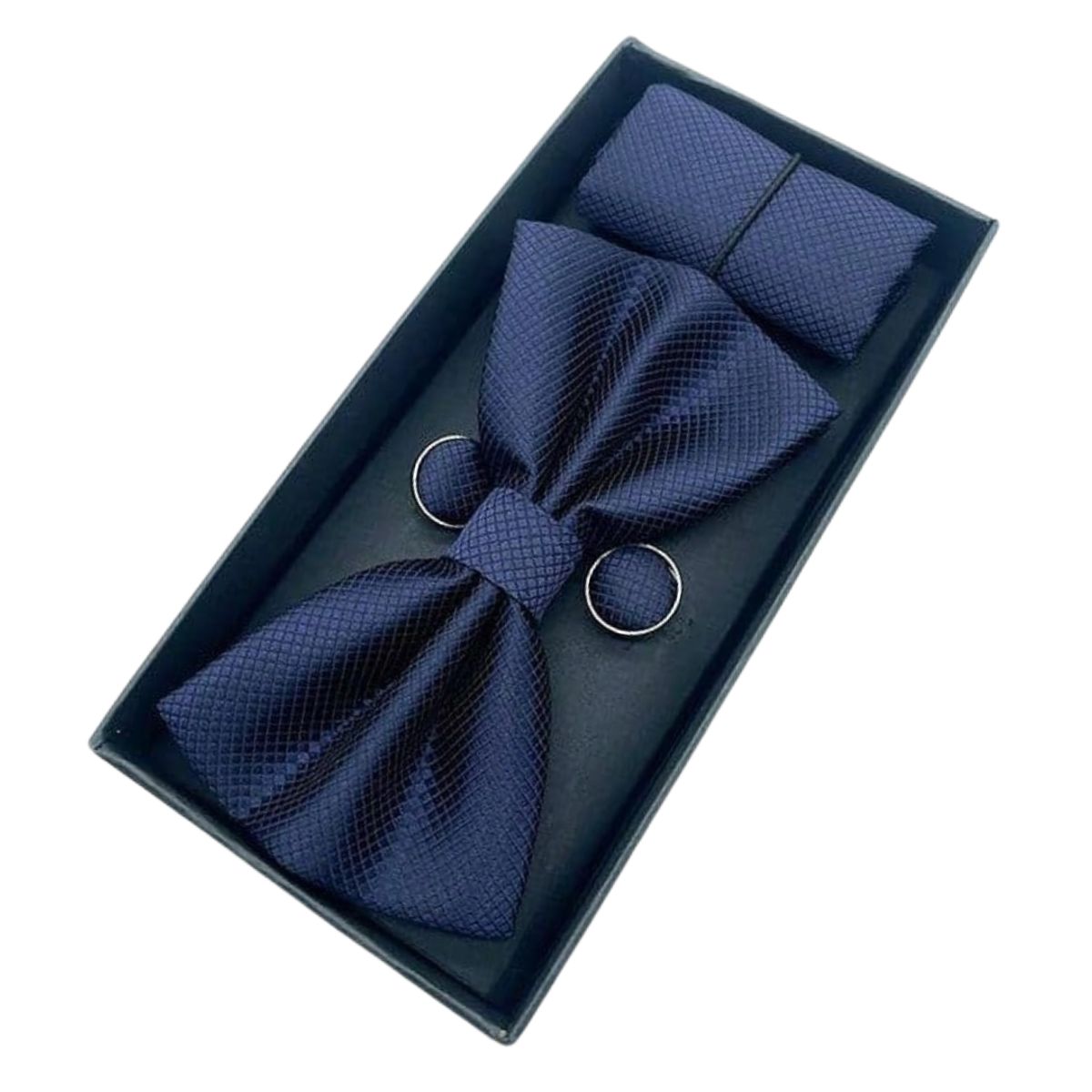 KAST PE - Set Houston Corbata Michi Pañuelo y Gemelos  Azul Marino