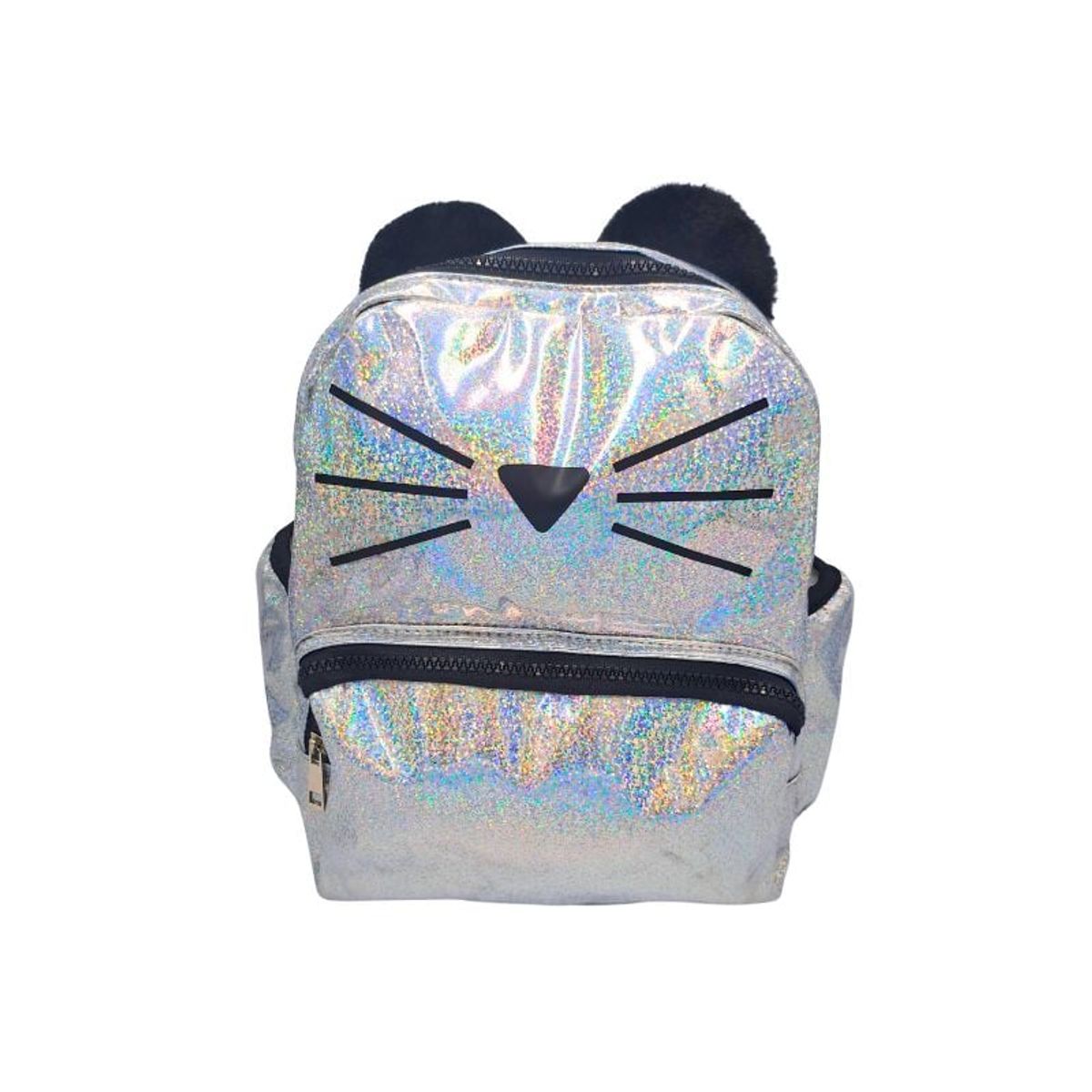 GENERICO - Mochila Escolar Holográfica Gatito Plateado