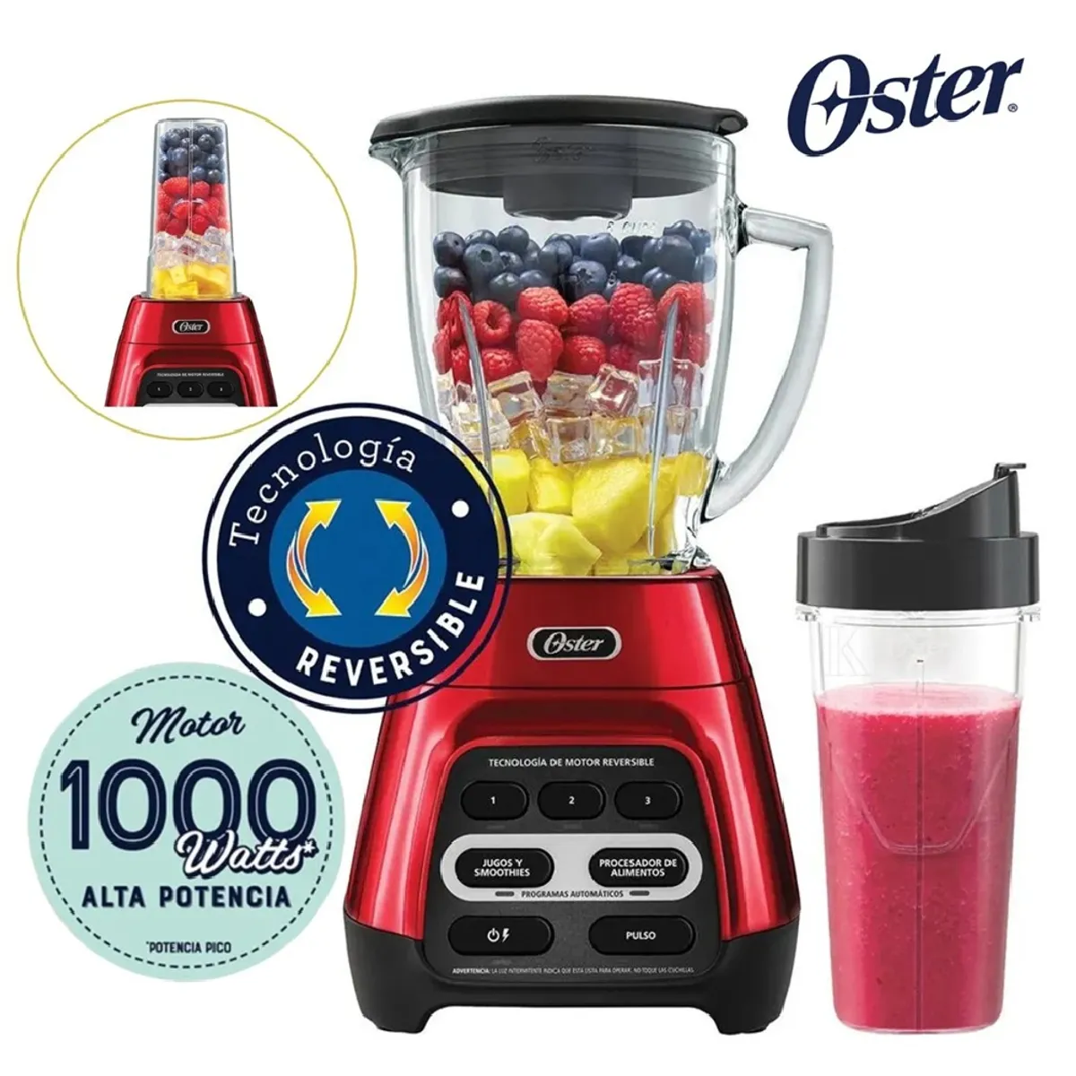 OSTER - Licuadora Oster 15L Tecnología Reversible Rojo BLSTPYG1310RBG-053