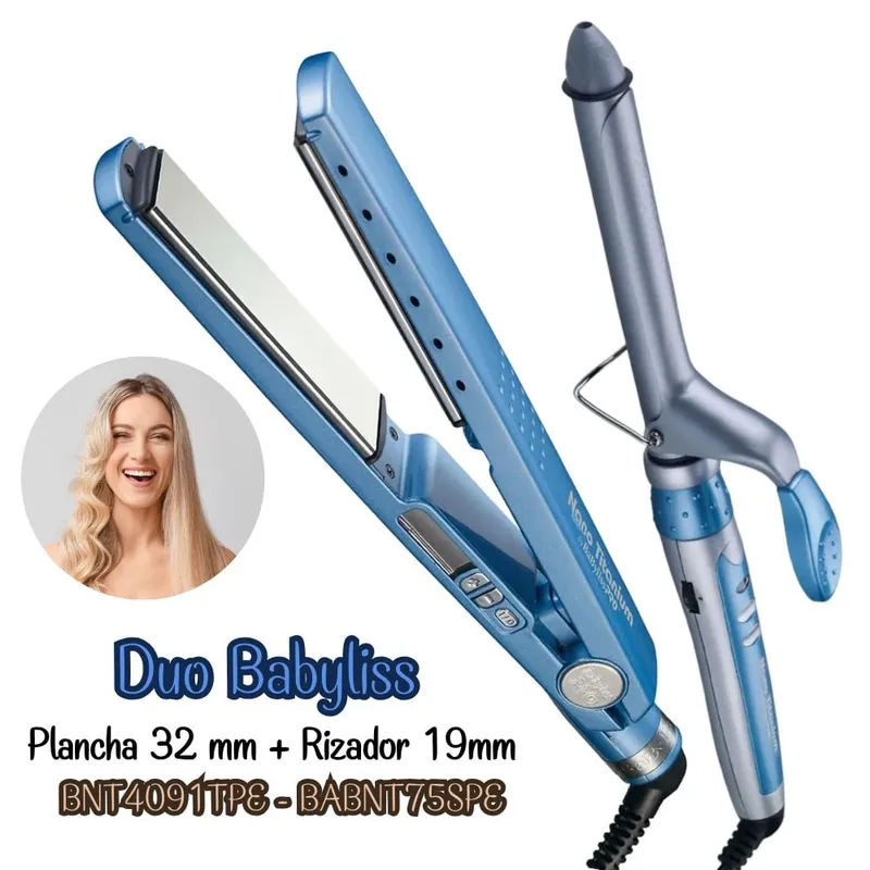 BABYLISS PRO - Combo Babyliss Plancha Pro Nano Titanium 38mm + Rizador Pro Nano Titanium 19mm