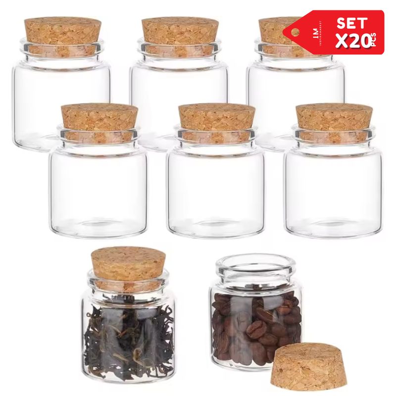 INSPIRA - Mini Frascos de Vidrio Transparente Multiuso Set x20