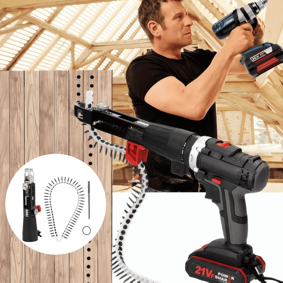 ROSH - Combo de Adaptadores Multifuncional + Pistola de Clavos