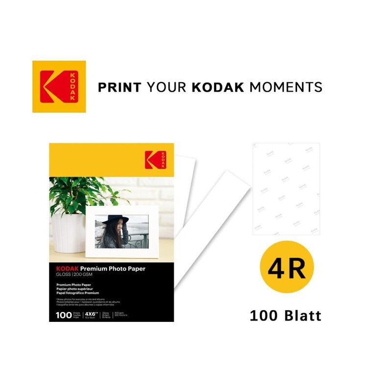 KODAK - Papel Fotografico Kodak Premium Photo Paper 200gsm Gloss 4R 10x15Cm