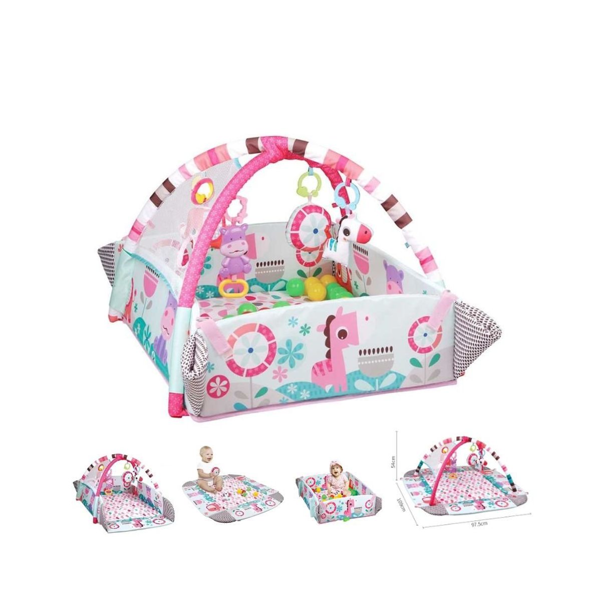 GENERICO - Gimnasio Musical de Juegos 5en1 con Pelotas - Estimulación y Diversión para Bebé Niña