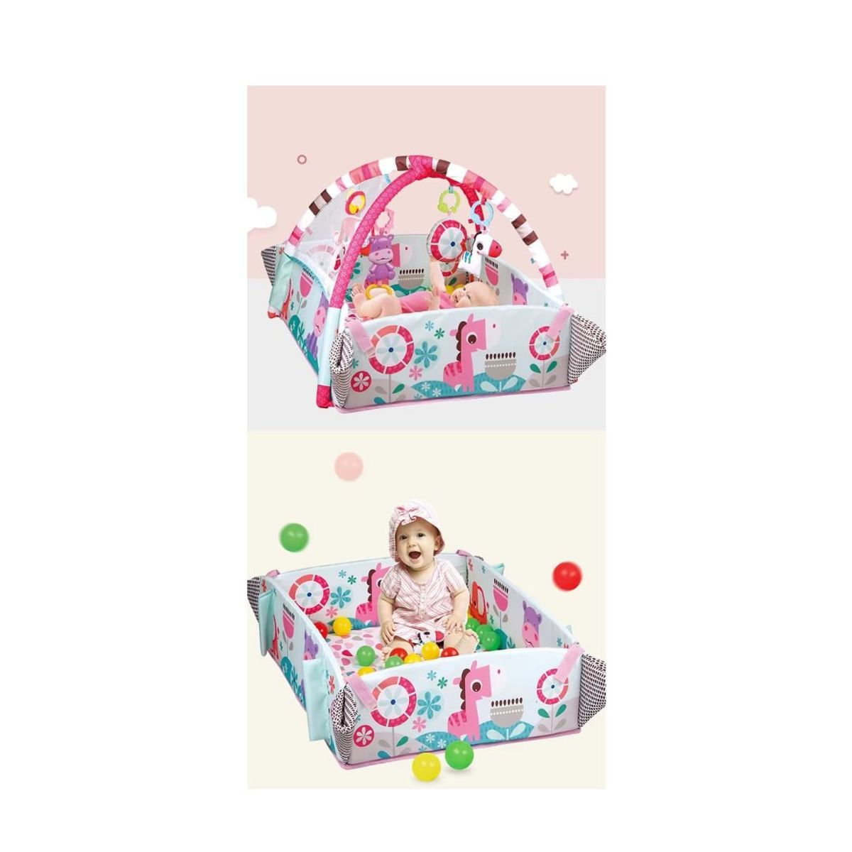 GENERICO - Gimnasio Musical de Juegos 5en1 con Pelotas - Estimulación y Diversión para Bebé Niña