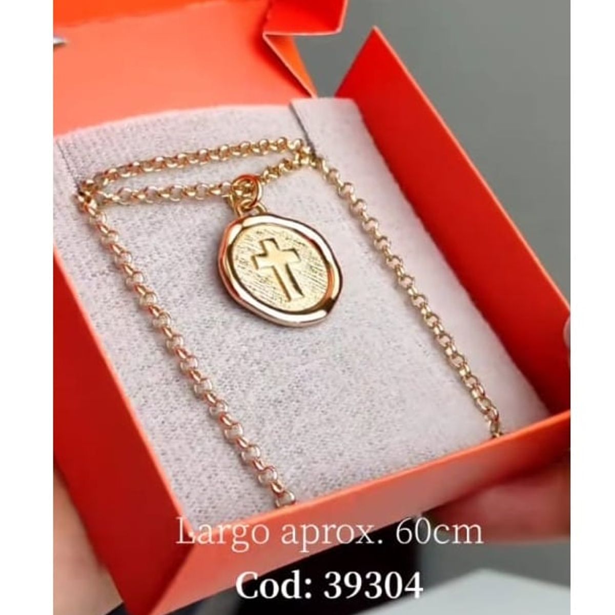 YANBAL - Cadena Collar CRUZ REDENTORA para Hombre Bañado en Oro