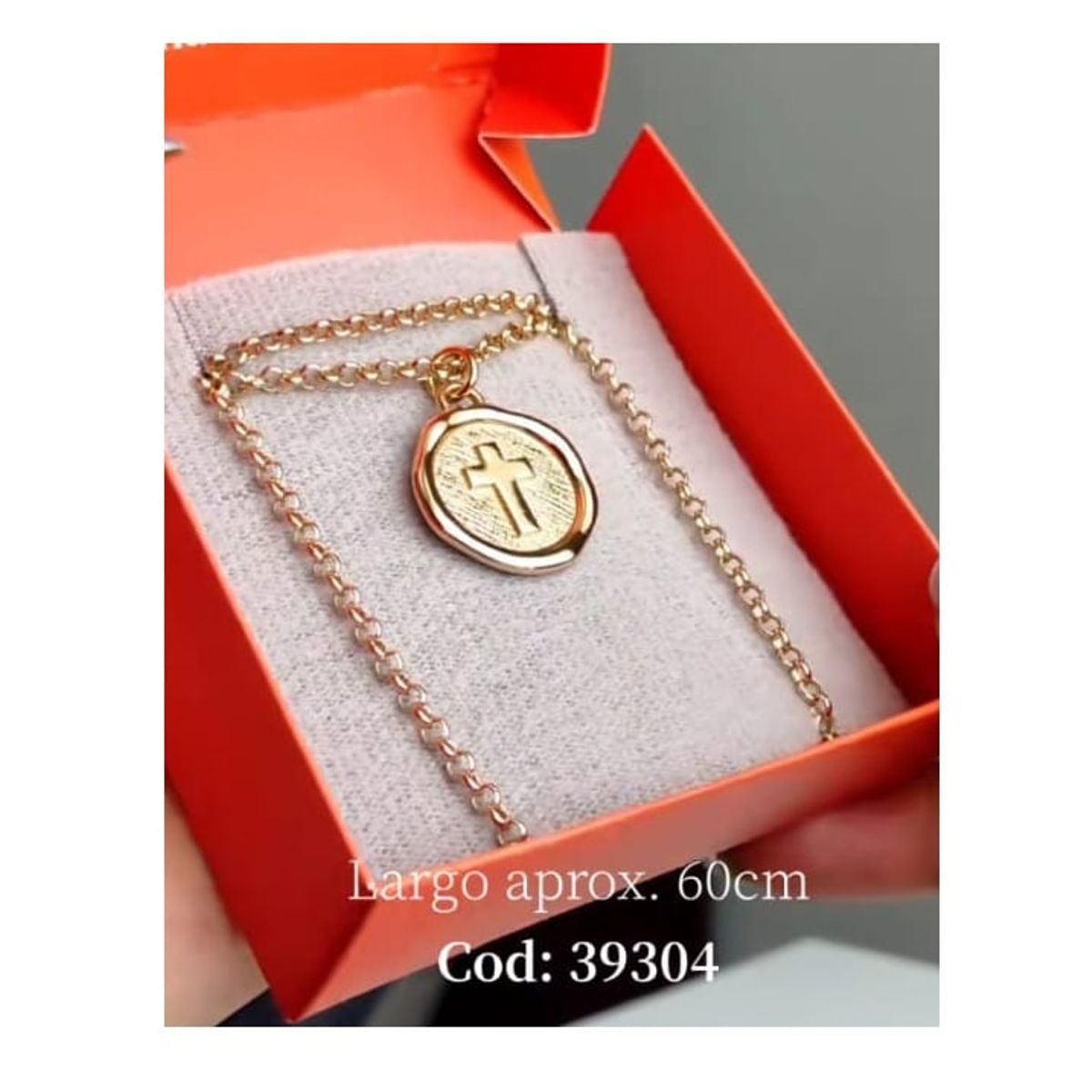 YANBAL - Cadena Collar CRUZ REDENTORA para Hombre Bañado en Oro