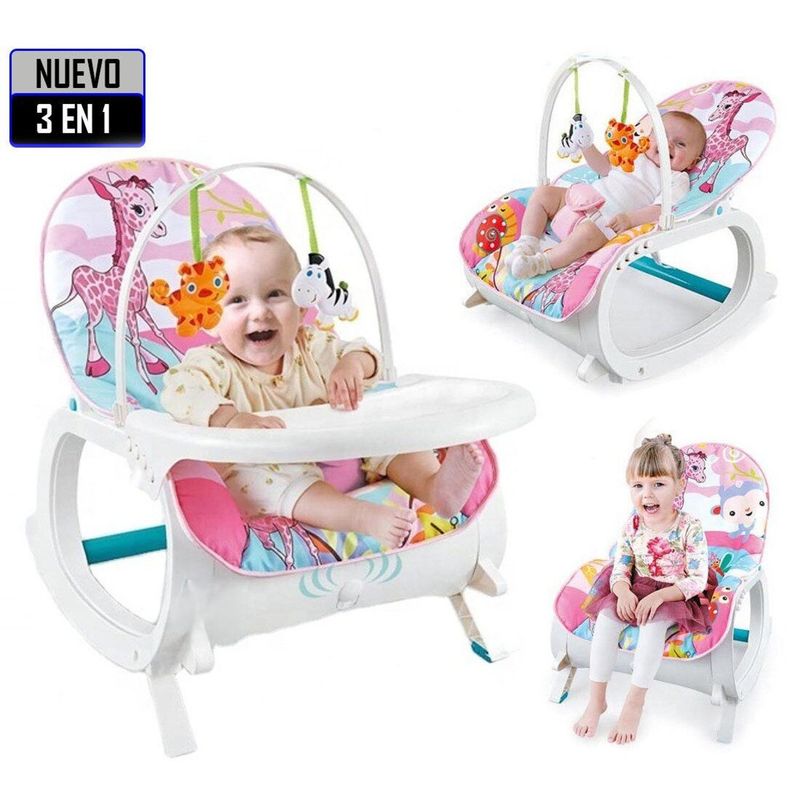 GENERICO - SILLA MECEDORA MUSICAL Y VIBRADORA JUNGLA ROSADO