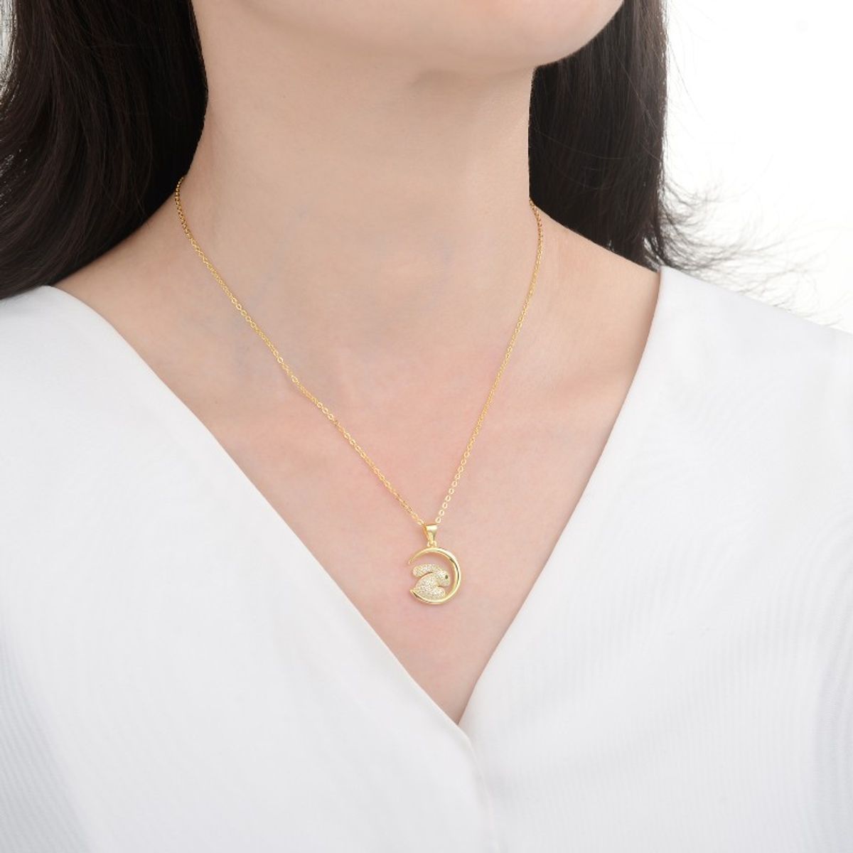 ESPIRAL ROJO - Collar Conejo en la Luna Brillos - Plata