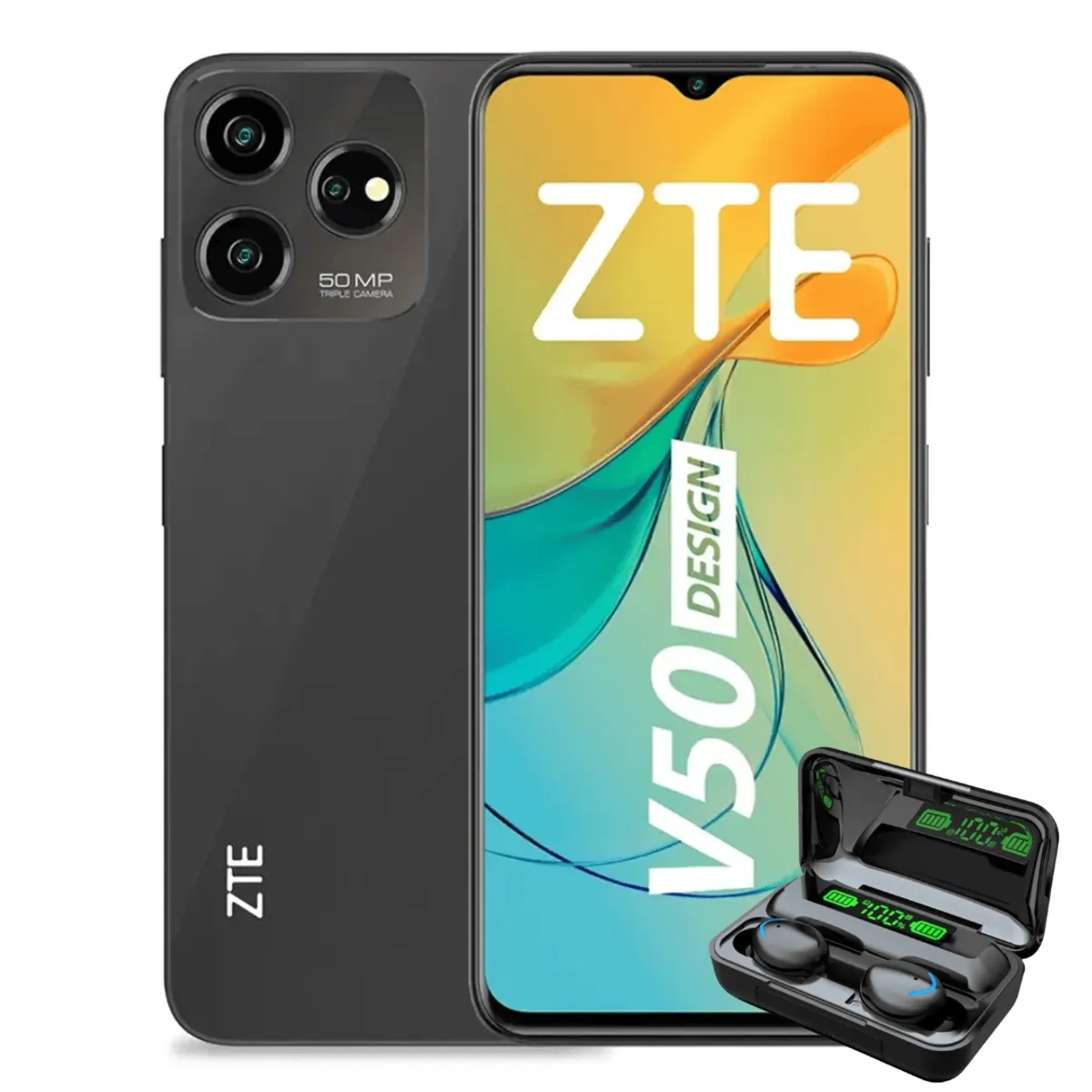 ZTE - ZTE V50 Design 256 GB 6 GB RAM - NEGRO + AUDIFONOS