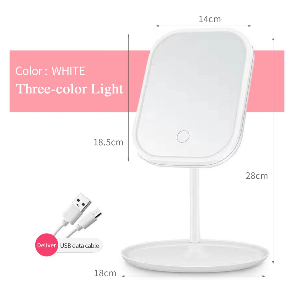 OEM - ESPEJO LED CON PANTALLA TACTIL DE MAQUILLAJE CUADRADO