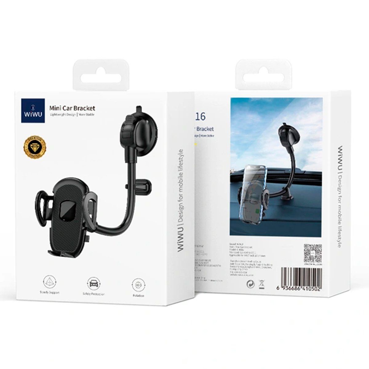 WIWU - WIWU Ch016 Mini Soporte Para Auto - Negro