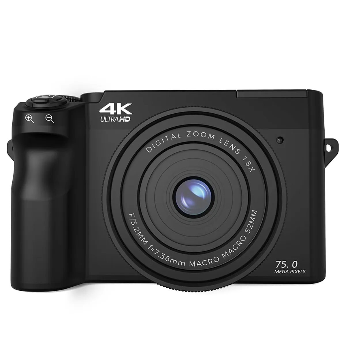 RENVMEXY - Cámaras Digitales 4K 75MP WiFi Negra 64GB-Zoom digital 18X Webcam
