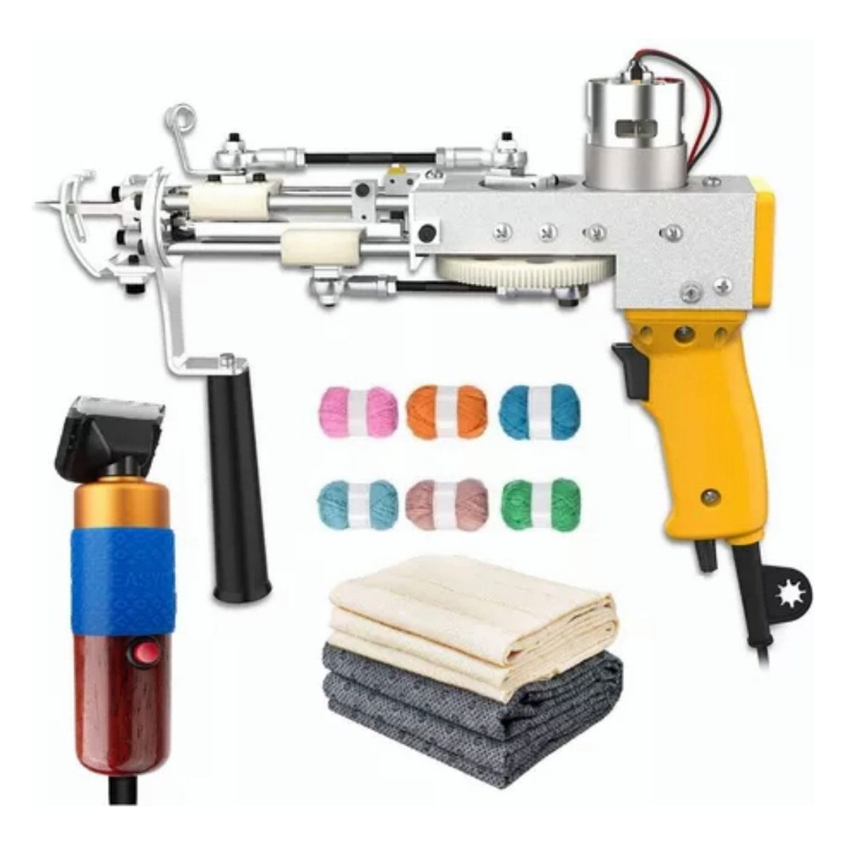 QUICK - Kit Maquina Tufting + Esquiladora + Tela Base + Lanas