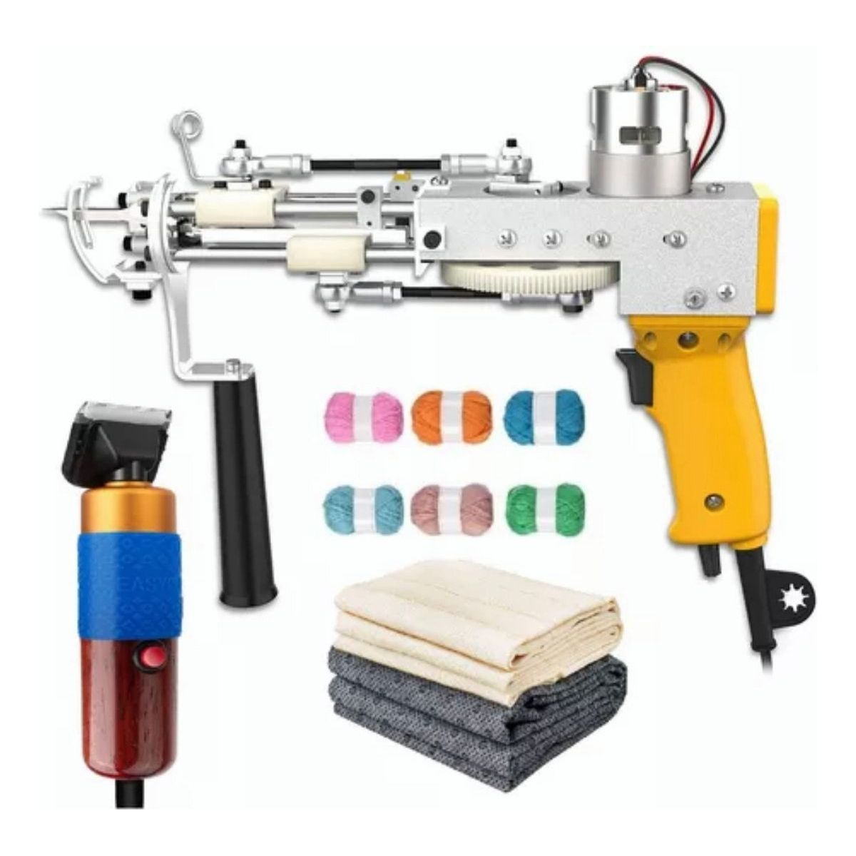 QUICK - Kit Maquina Tufting + Esquiladora + Tela Base + Lanas