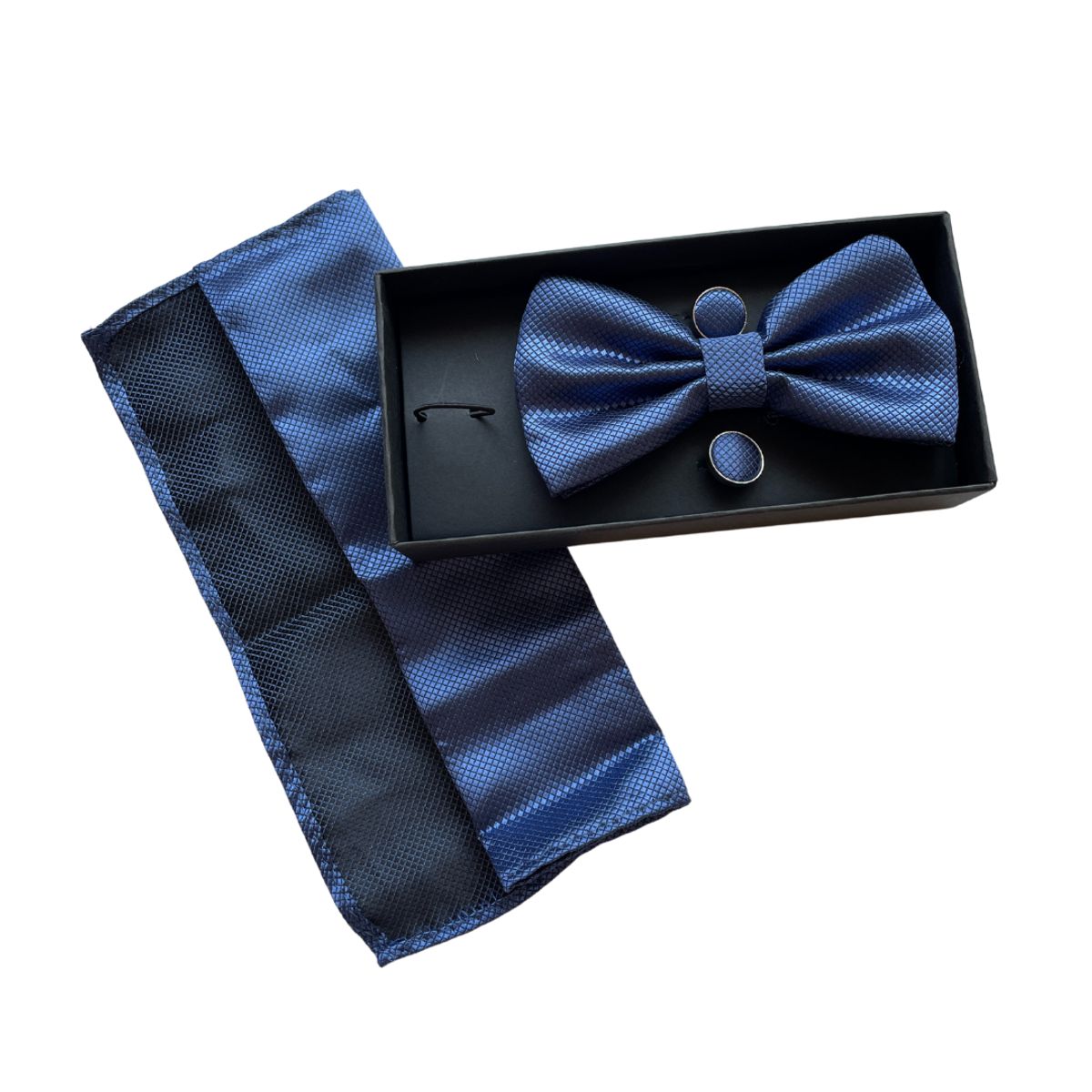 KAST PE - Set Houston Corbata Michi Pañuelo y Gemelos  Azul Acero