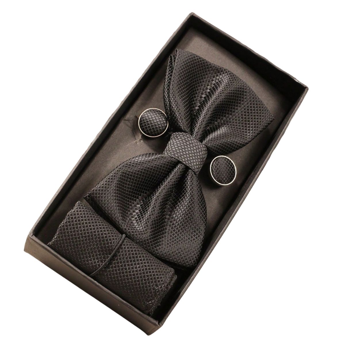 KAST PE - Set Houston Corbata Michi Pañuelo y Gemelos  Negro