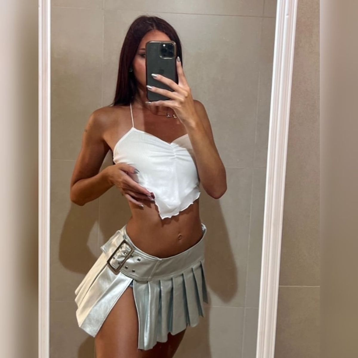 GENERICO - MINI FALDA CUERINA SHORT PLISADA PARA MUJER