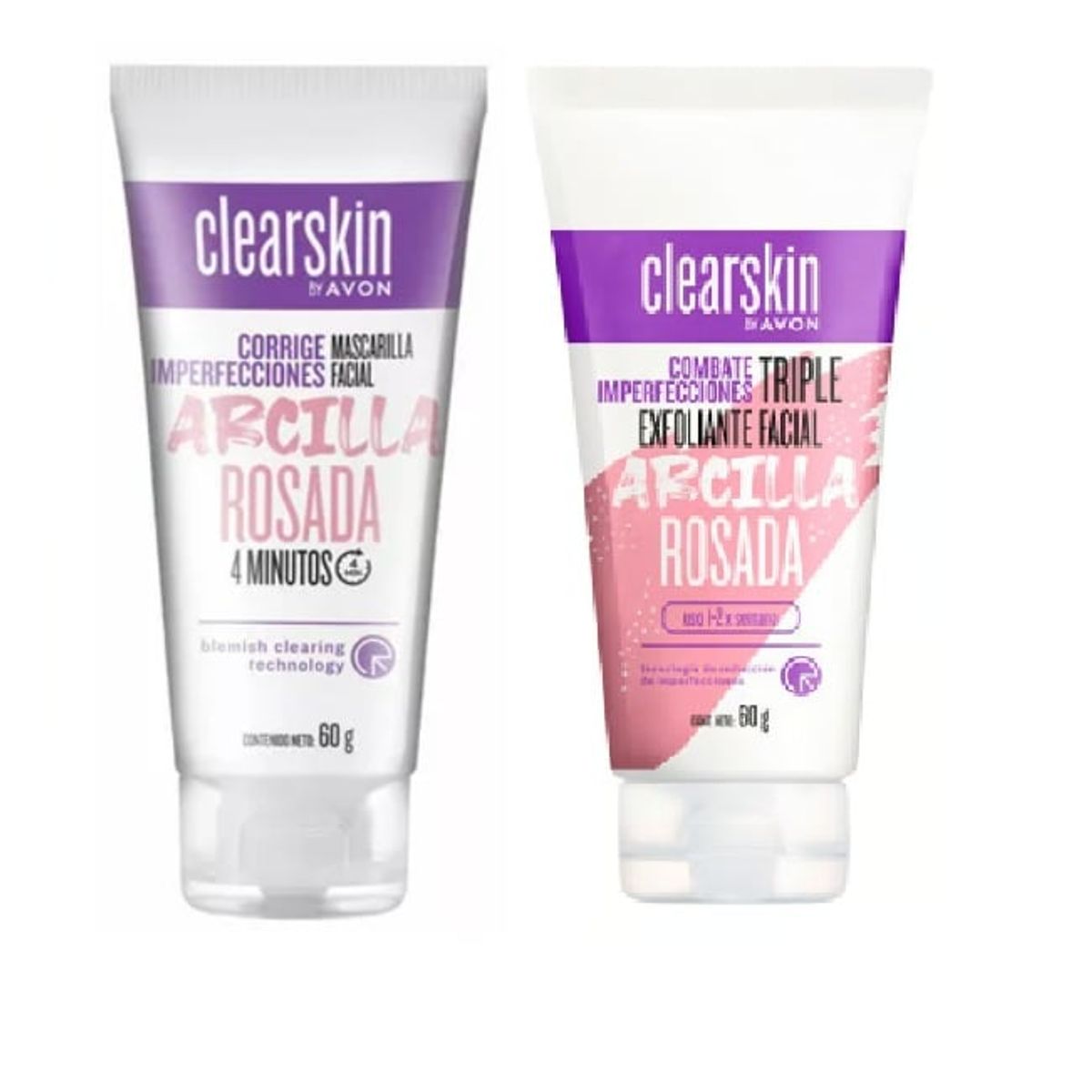AVON - clearskin mascarilla facial y exfoliante arcilla rosada avon