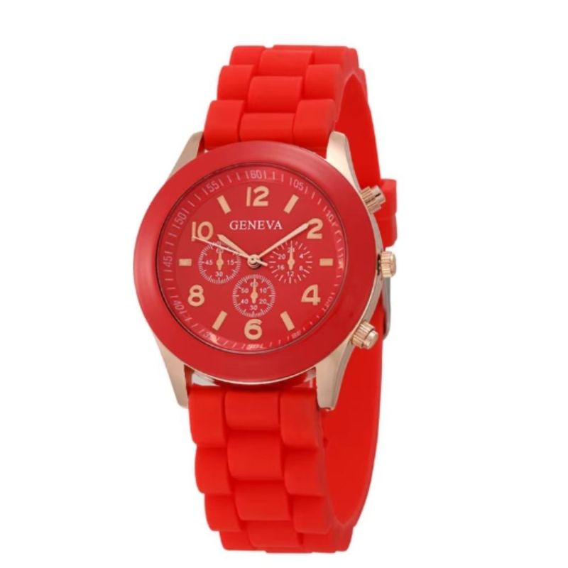 GENERICO - Reloj Analogo De Goma Rojo