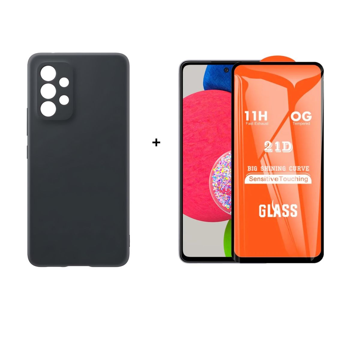 SPACE - CASE SILICONA SAMSUNG A52 NEGRO + MICA