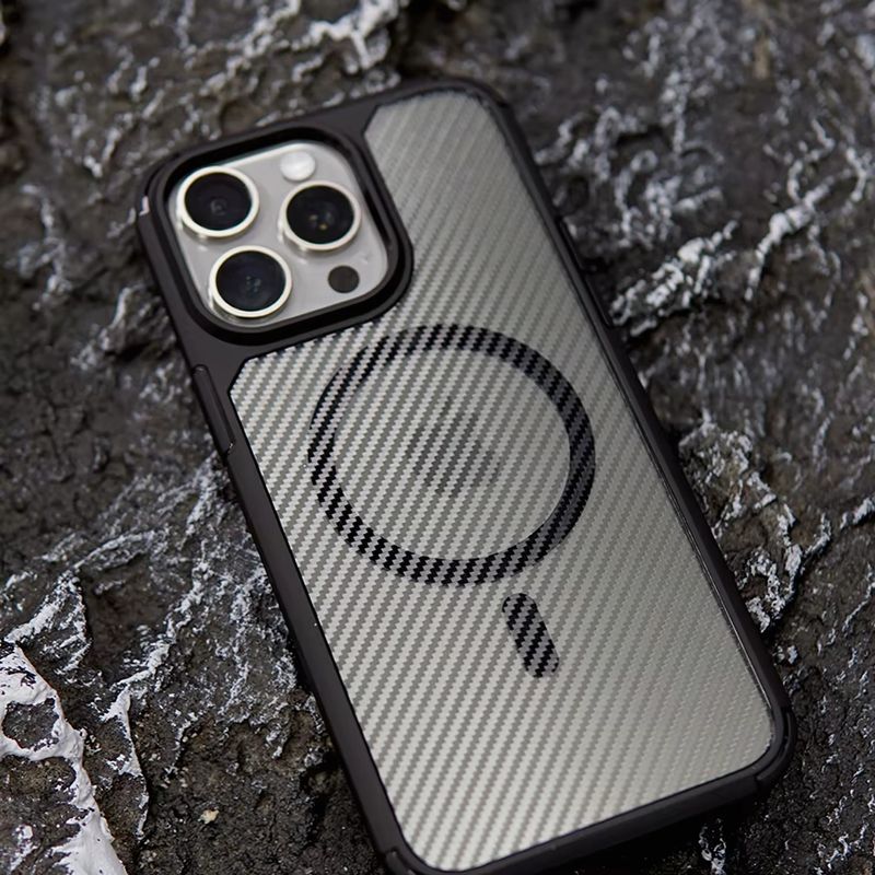 Funda TPU MOFI Textura De Fibra De Carbono Negro Por IPhone 13 Pro Max 6.7