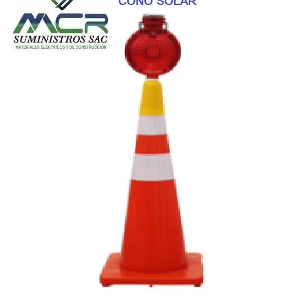 GENERICO - CONO DE 70CM + LUZ LED DE ADVERTENCIA INTERMITENTE PARA CONO DE SEGURIDAD SOLAR