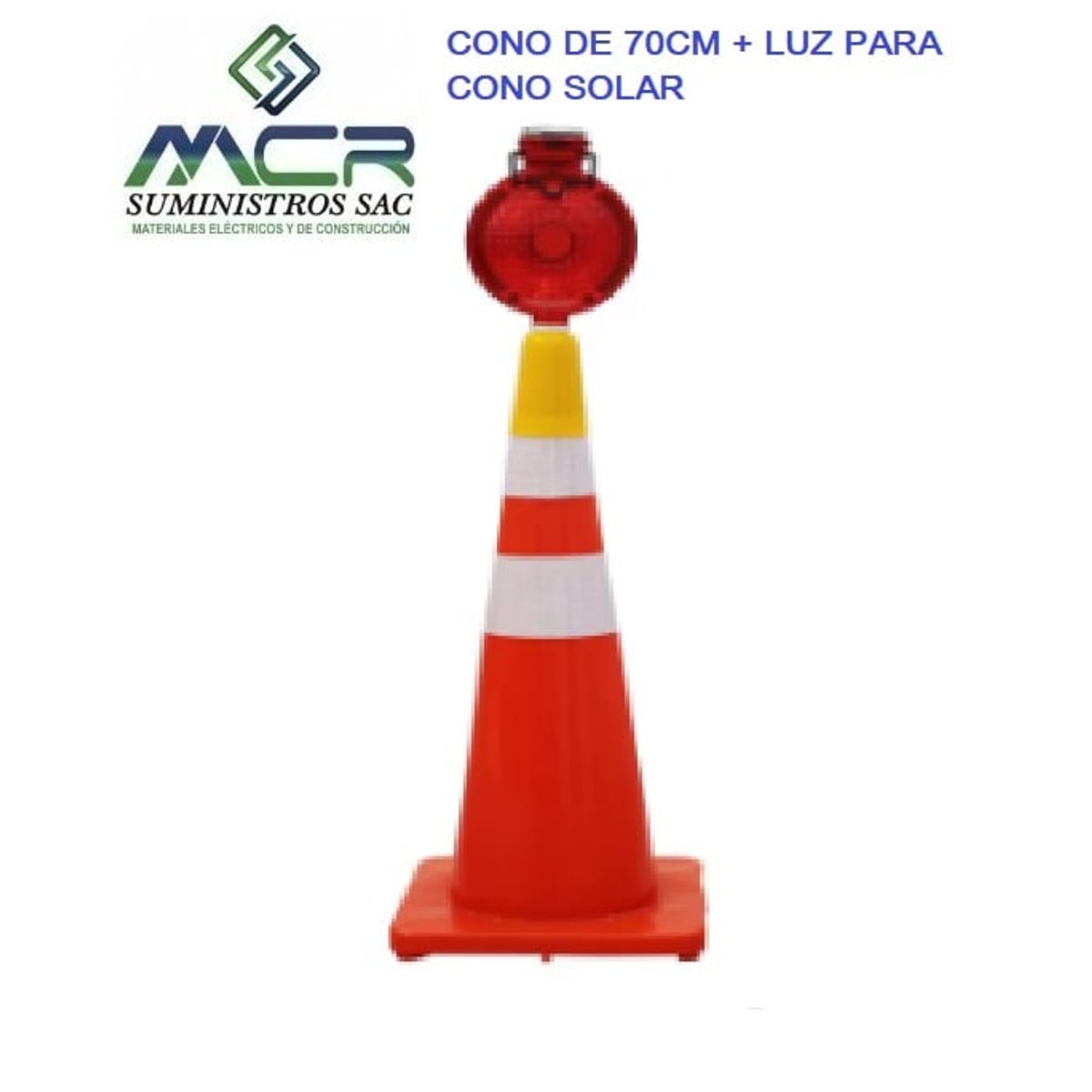 GENERICO - CONO DE 70CM + LUZ LED DE ADVERTENCIA INTERMITENTE PARA CONO DE SEGURIDAD SOLAR