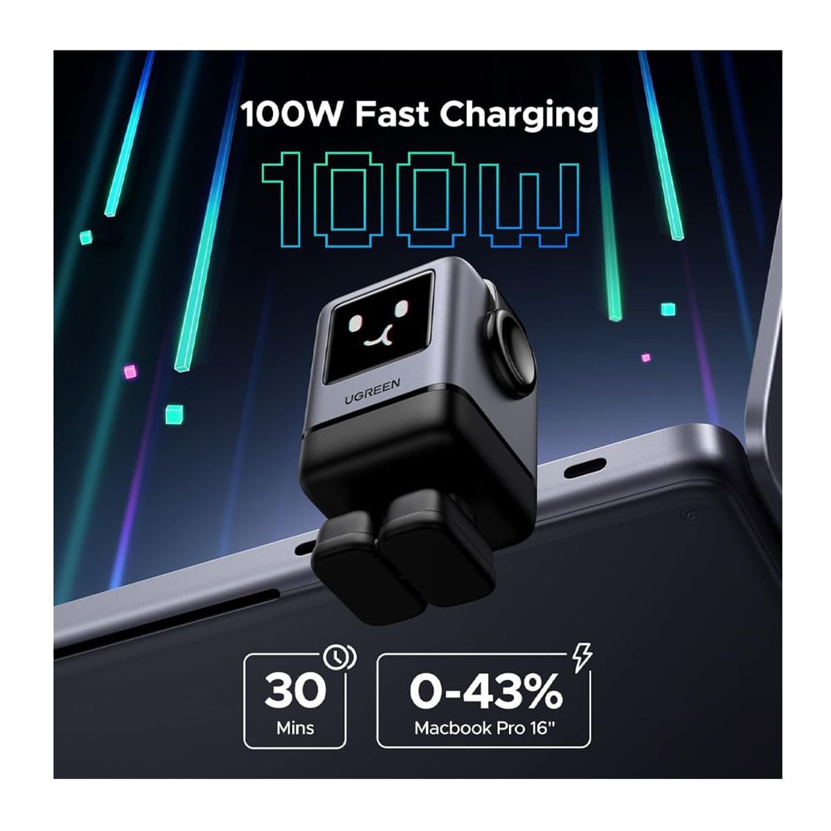 UGREEN - Cargador Ugreen Robot 100w Tipo C Rapida Color Negro