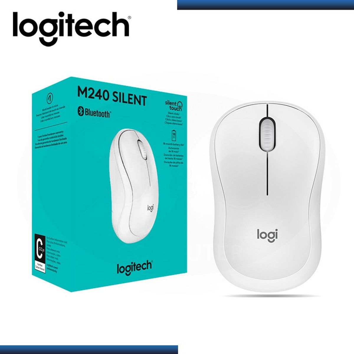 LOGITECH - Mouse Bluetooth Logitech M240 Silent wireless Blanco