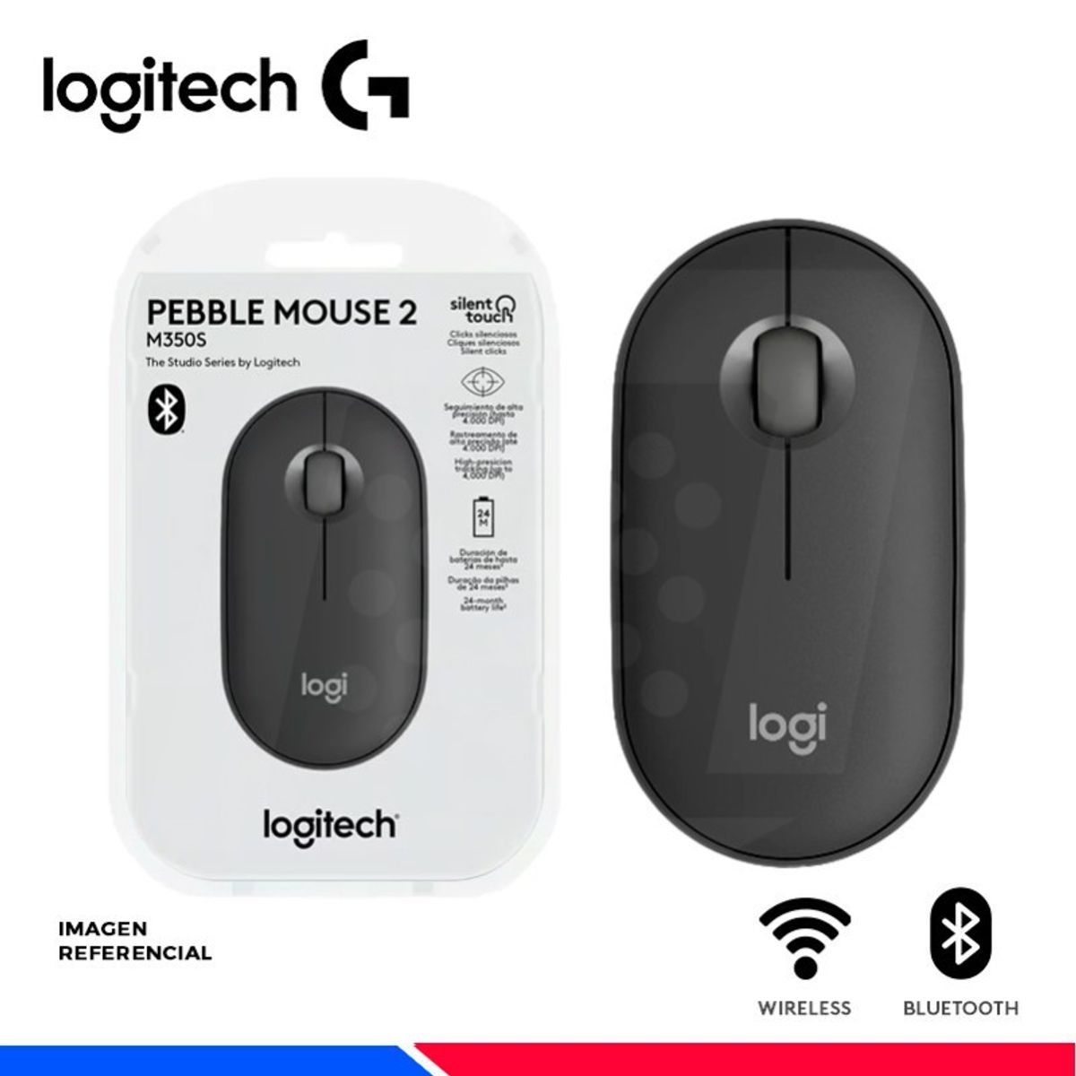 LOGITECH - Mouse Bluetooth Logitech Pebble 2 M350S - Grafito
