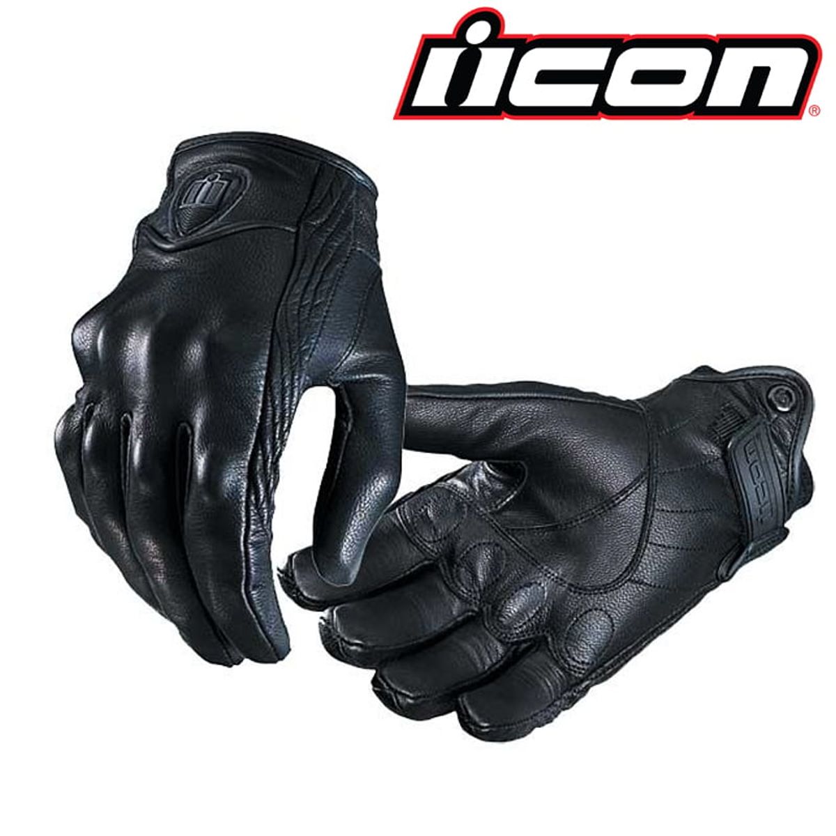 ICON - GUANTE TACTIL DE CUERO ICON NEGRO TALLA L