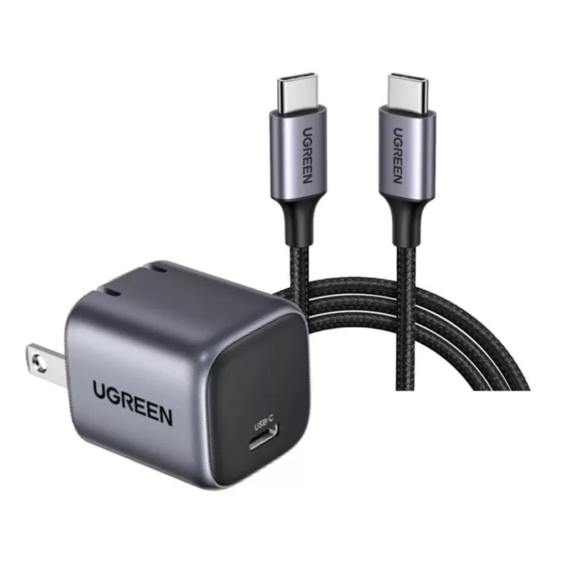 UGREEN - Cargador De Pared Ugreen 25256 30w Más Cable Color Gris