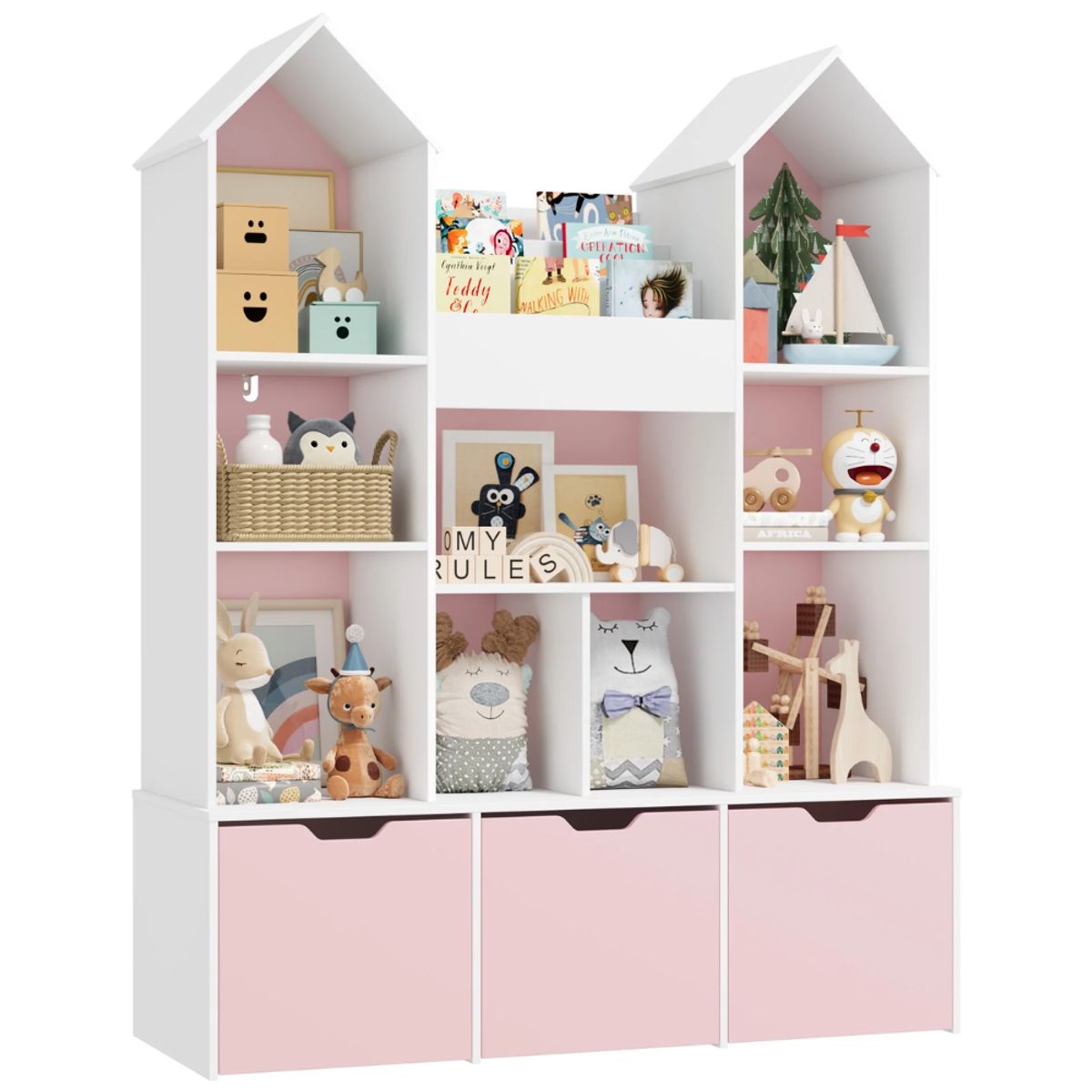 GENERICO - Estante Juguetero Librero Infantil Cataleya Blanco y Rosa Petrox Home