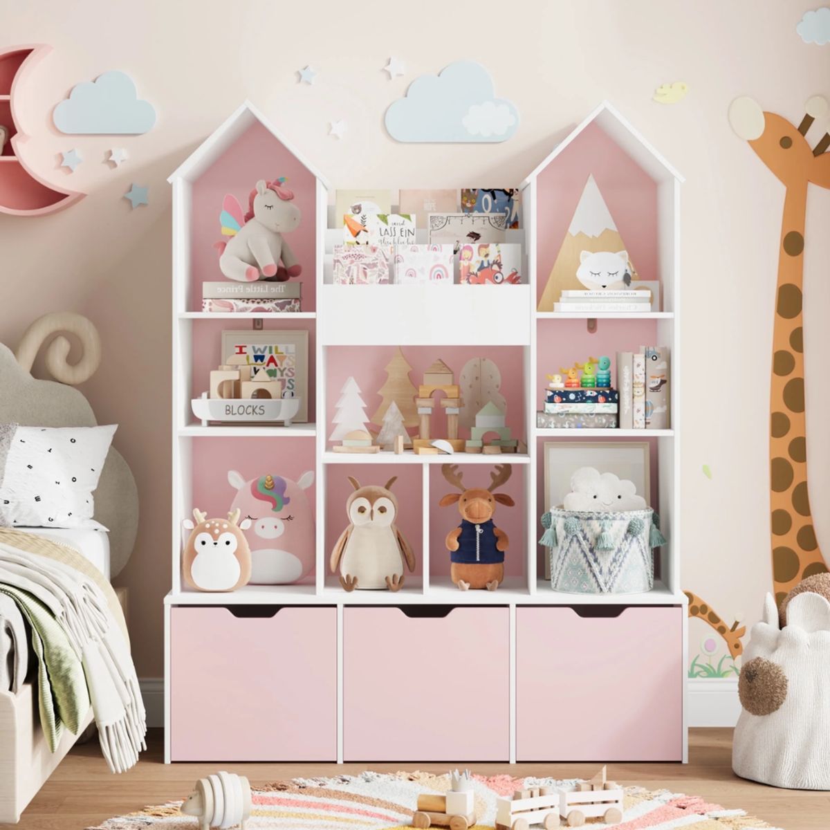 GENERICO - Estante Juguetero Librero Infantil Cataleya Blanco y Rosa Petrox Home