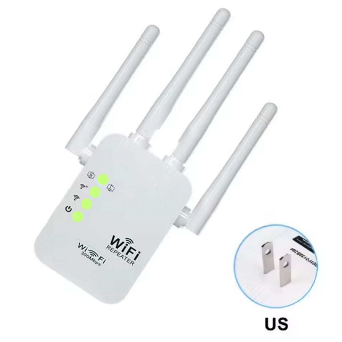 GENERICO - Repetidor Wifi Inalámbrico Alambrico 4 Antenas 2.4Ghz 300Mbps