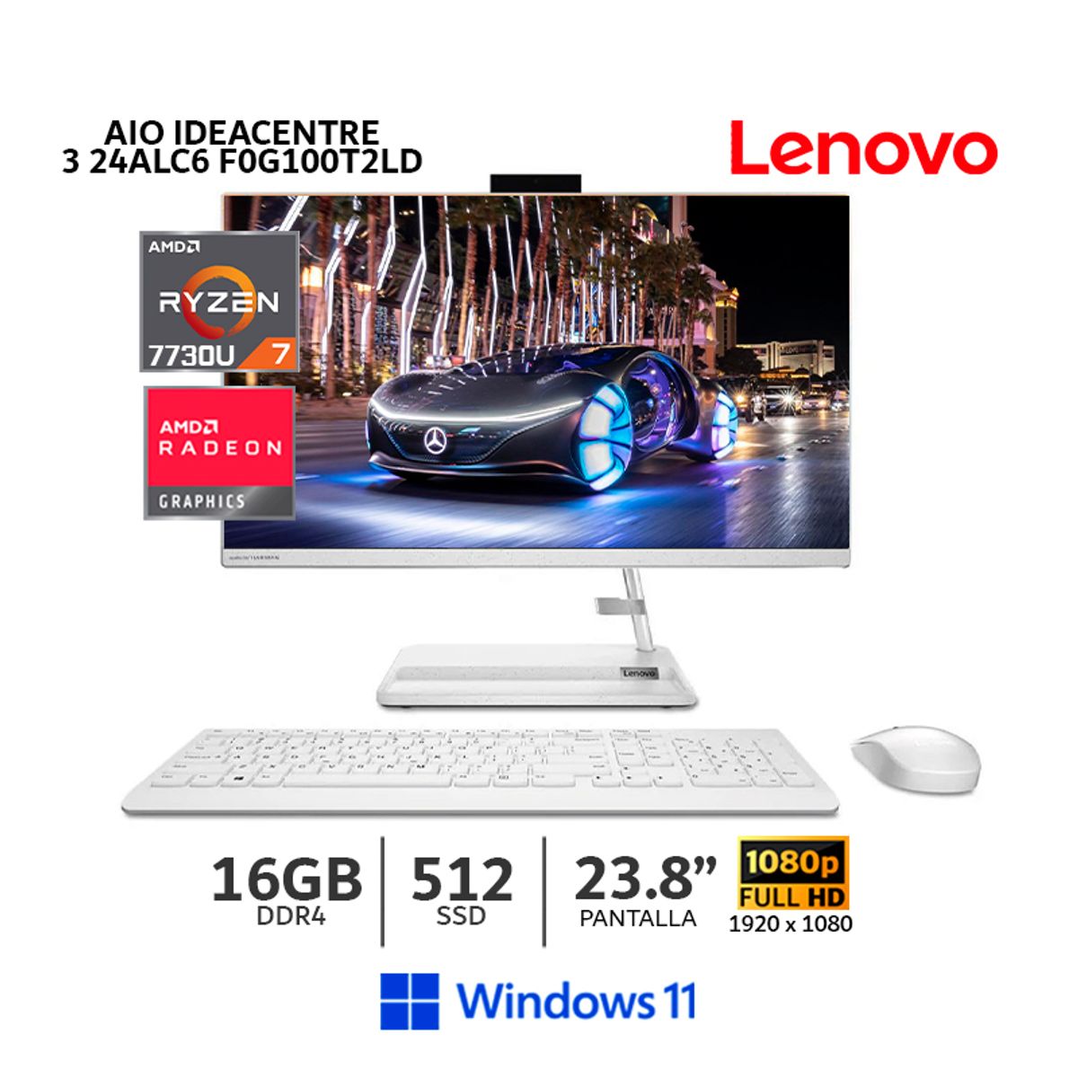 LENOVO - AIO  Lenovo IdeaCentre  3 24ALC6,AMD Ryzen 7, 16Gb Ram, 512Gb SSD,WIN11 F0G100T2LD