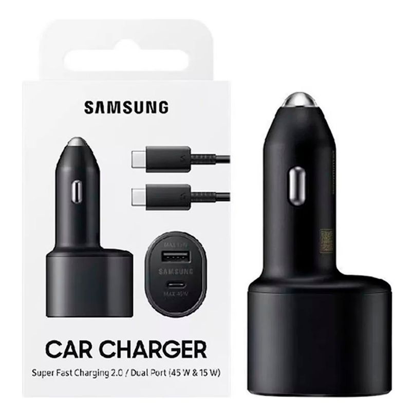 SAMSUNG - Cargador Auto Samsung 45W USB-C Fast Charge Dual Port