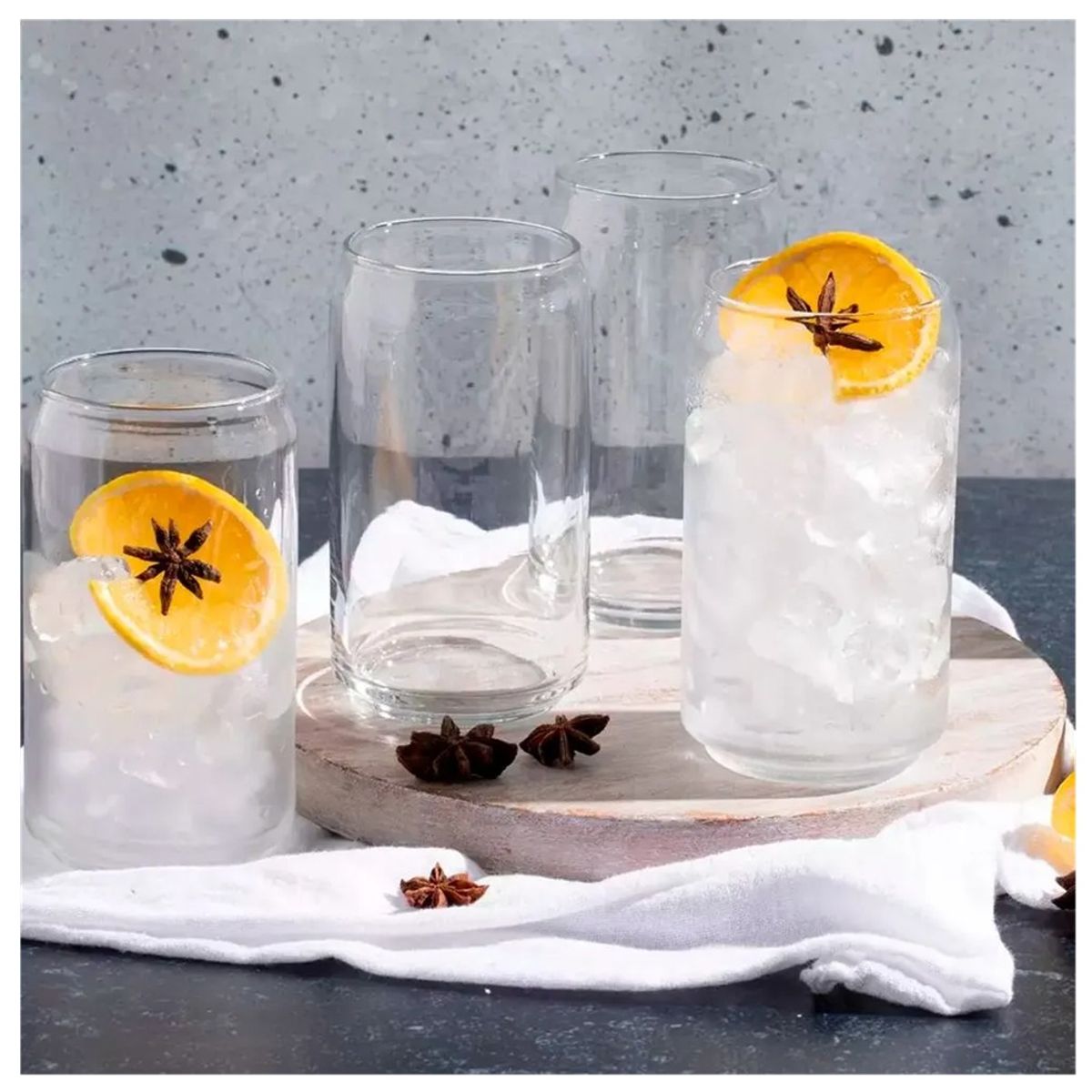 CRISTAR - VASO DE VIDRIO ESTILO LATA DE 16 OZ CRISTAR X 12 UNIDADES