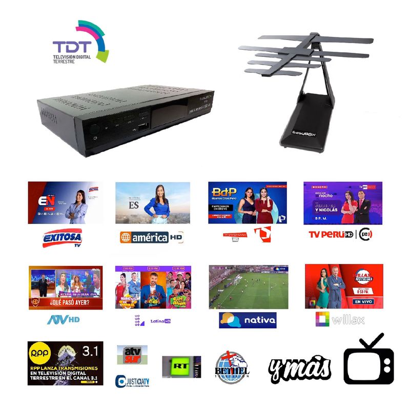 B BOX - Decodificador Sintonizador de Televisión Digital + Antena Digital