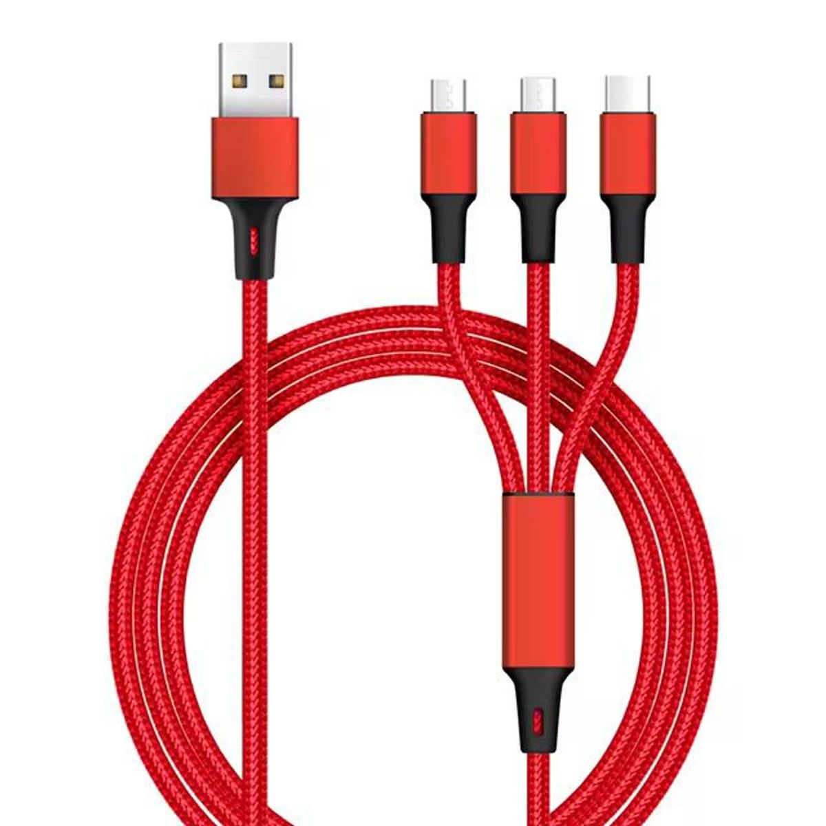 SMART - CABLE 3 EN 1 ROJO DE CARGA RAPIDA 1.2 METROS RECUBRIMIENTO DE NYLON