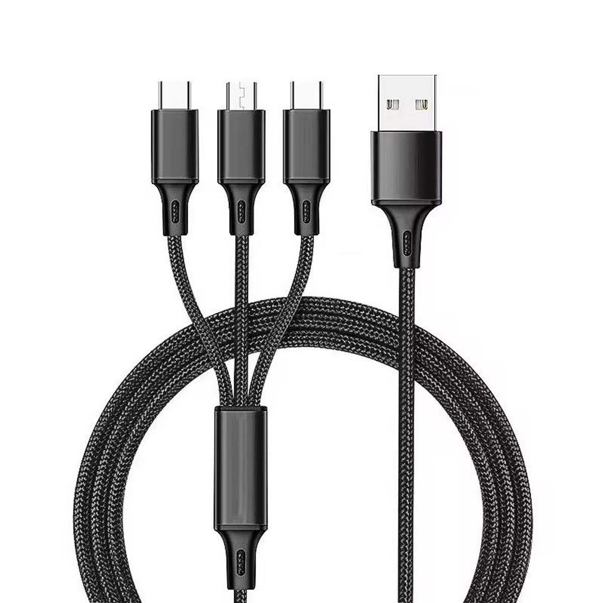 SMART - CABLE 3 EN 1 DE CARGA RAPIDA 1.2 METROS NEGRO RECUBRIMIENTO DE NYLON