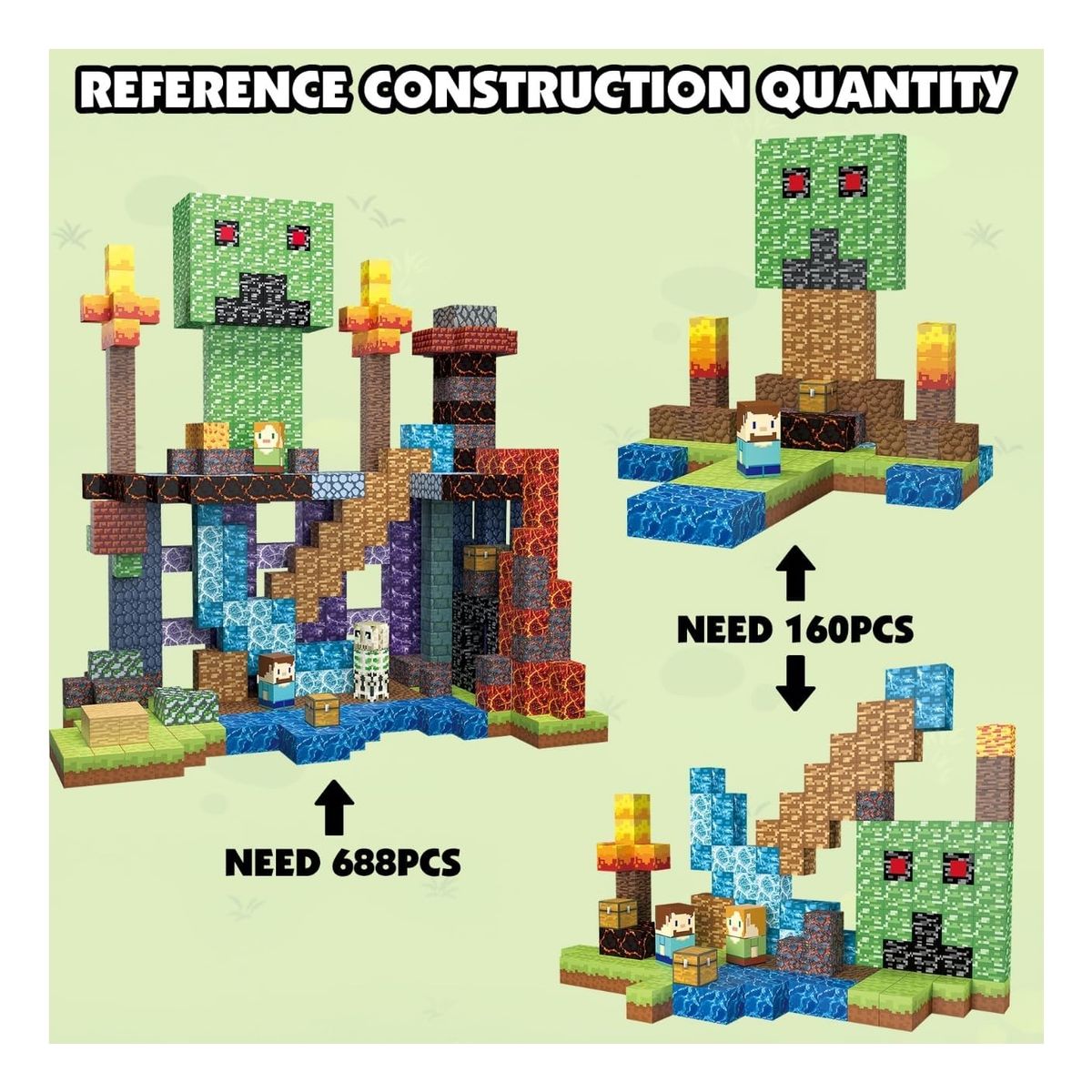 MAGNETI BLOCK - Bloques magnéticos Mundo Minecraft cubos imanes 160 PIEZAS