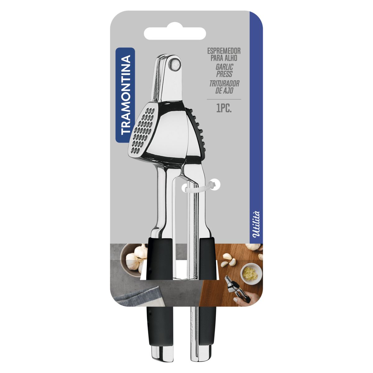 TRAMONTINA - Exprimidor de Ajo Tramontina Utilitá en Zamak Cromado