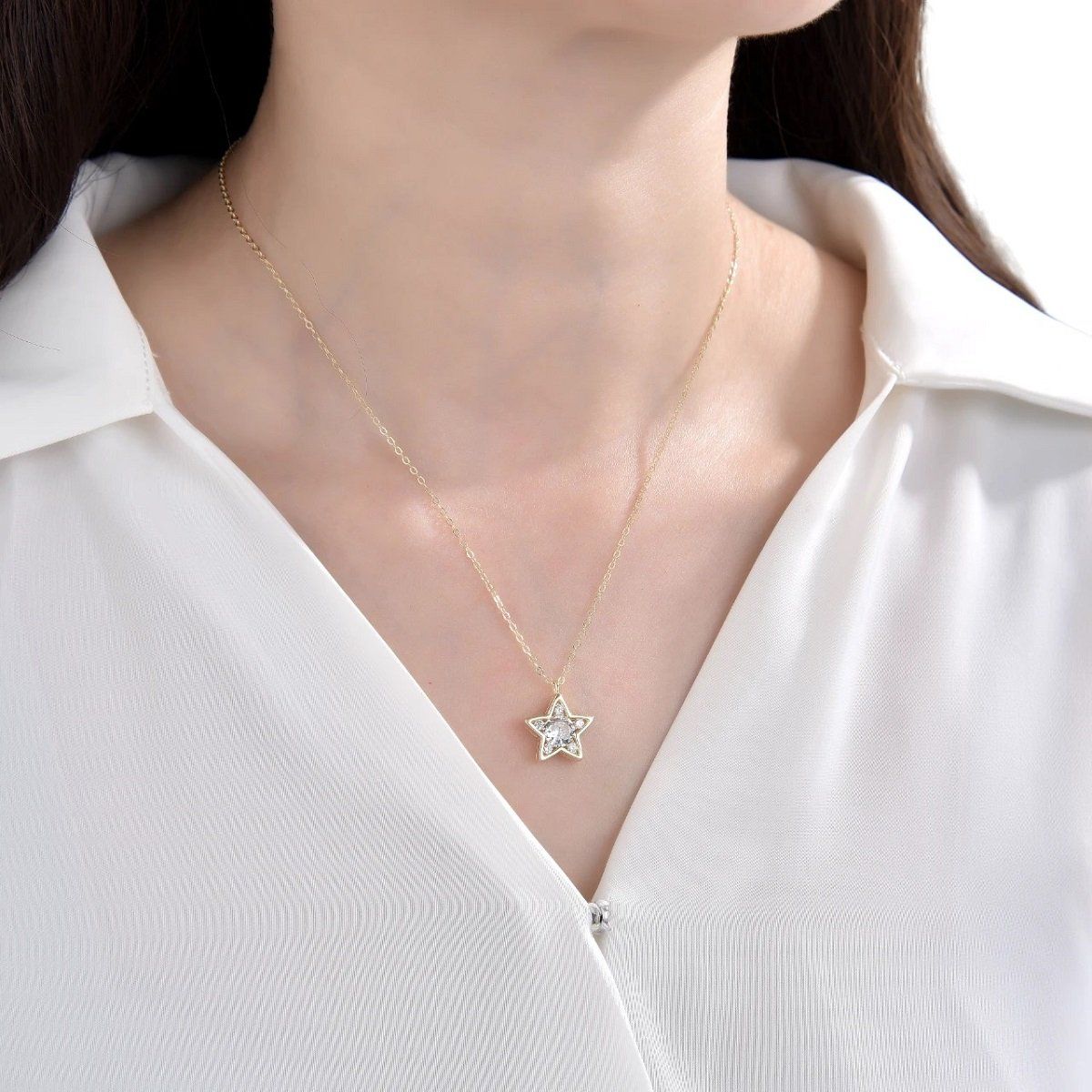 SANTORAL - Collar Estrella Brillos - Plata