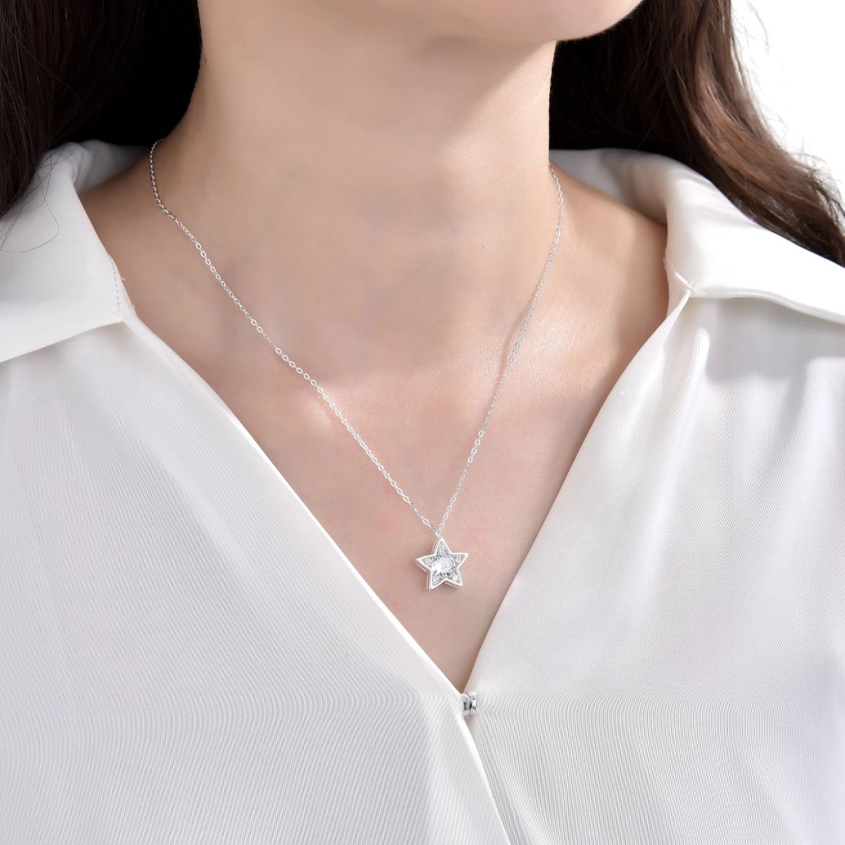 SANTORAL - Collar Estrella Brillos - Plata