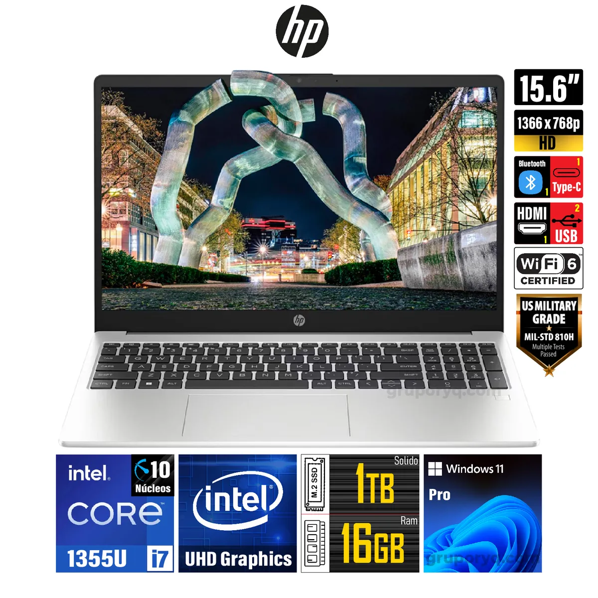 HP - LAPTOP HP 250 G10 Intel Core i7-1355U Pantalla 16.5" HD RAM 16GB SSD 1TB - 9S7D1LS#ABM