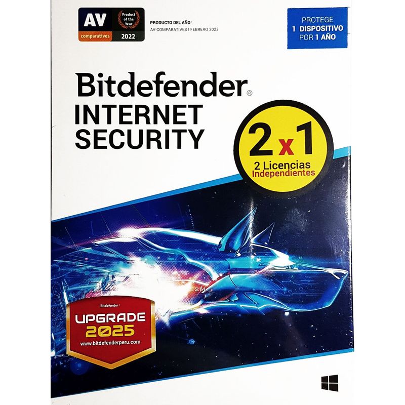 BITDEFENDER - Bitdefender Internet Security Versión 2025 - Para 2 PCs o Laptops