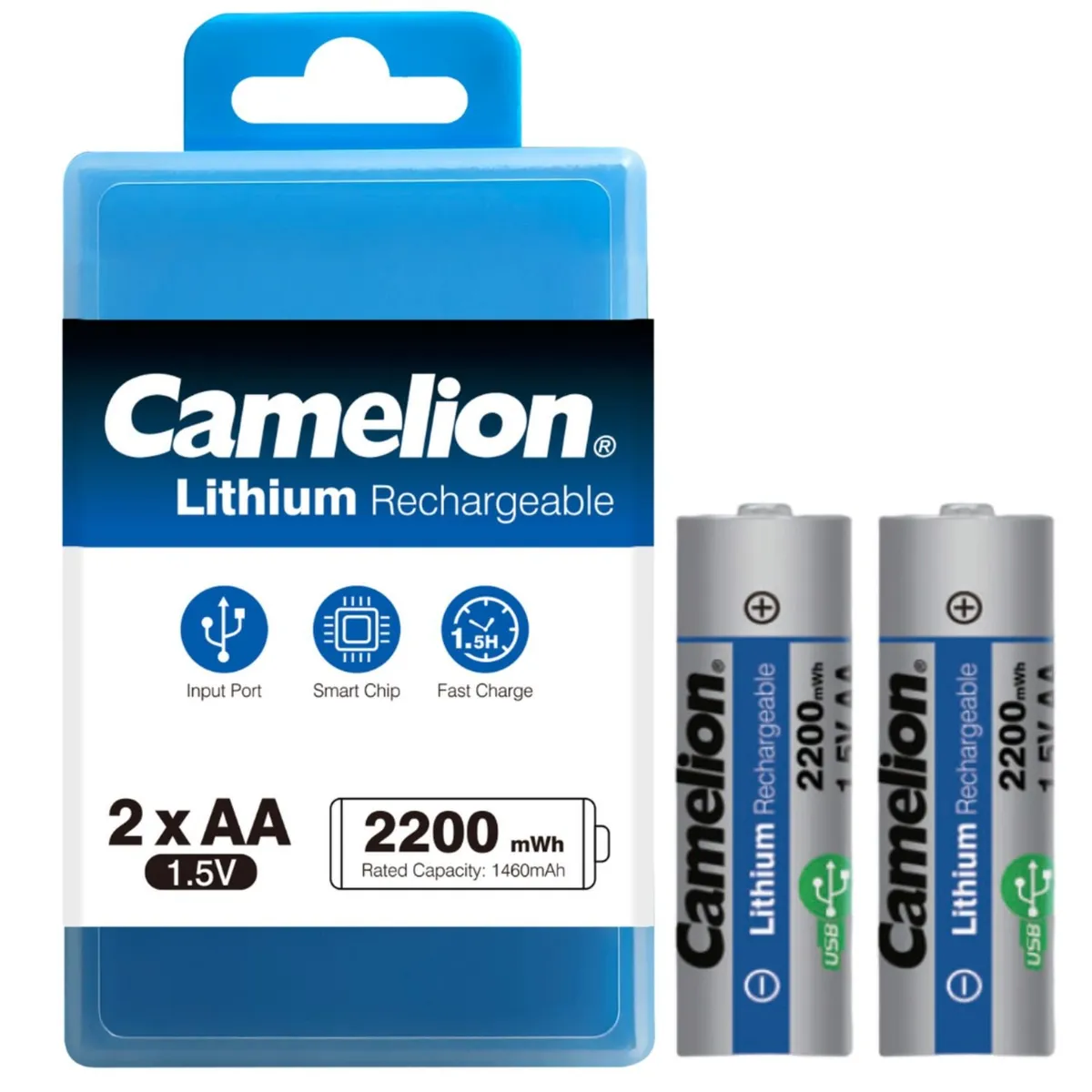 CAMELION - Pack 2 Pilas AA Camelion Litio Recargables USB-C